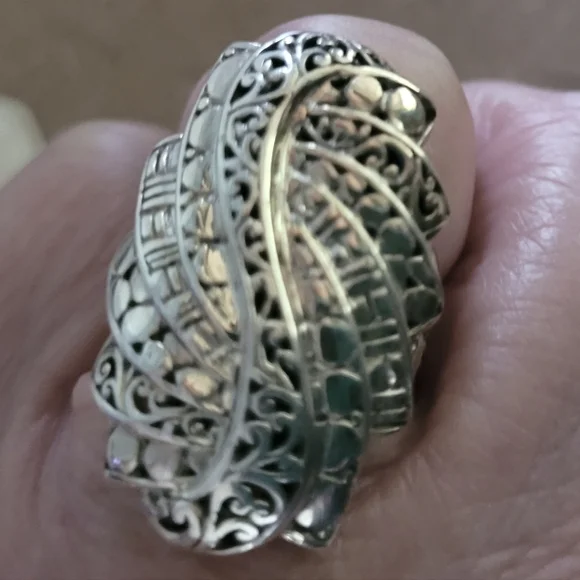 Sarda Solid 925 Silver Handmade Ring 11.8G 3 Motifs Sz 7